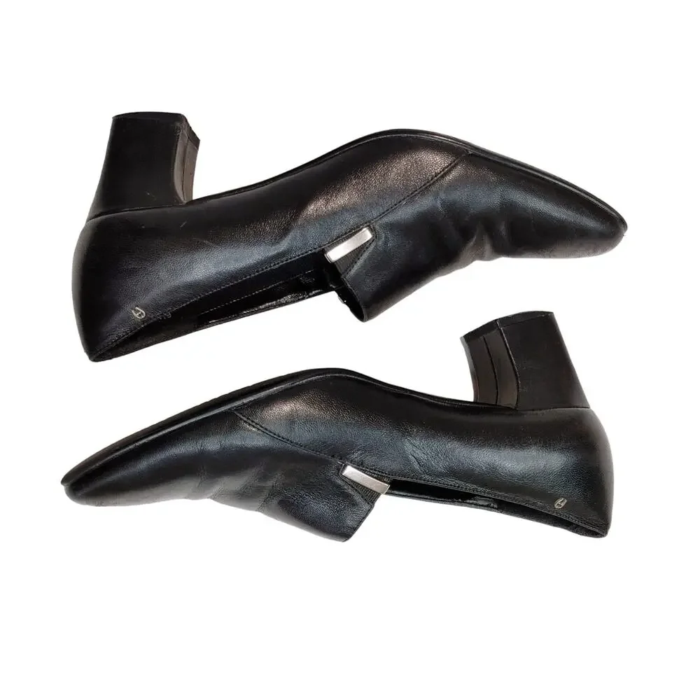 Etienne Aigner Francis Slip On Pumps Block Heel Leather Black Womens Size 6.5M